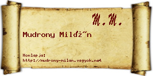 Mudrony Milán névjegykártya